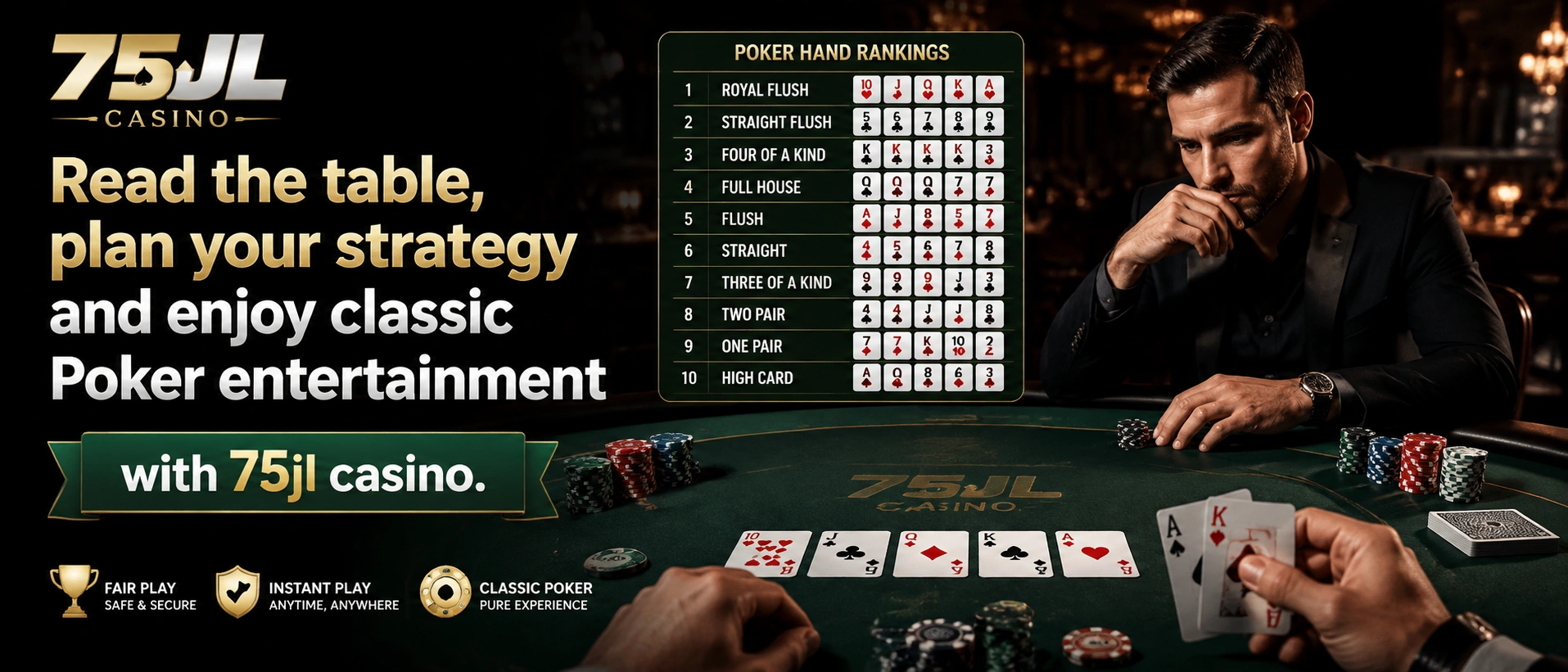 75JL poker lobby view on a dark blue interface