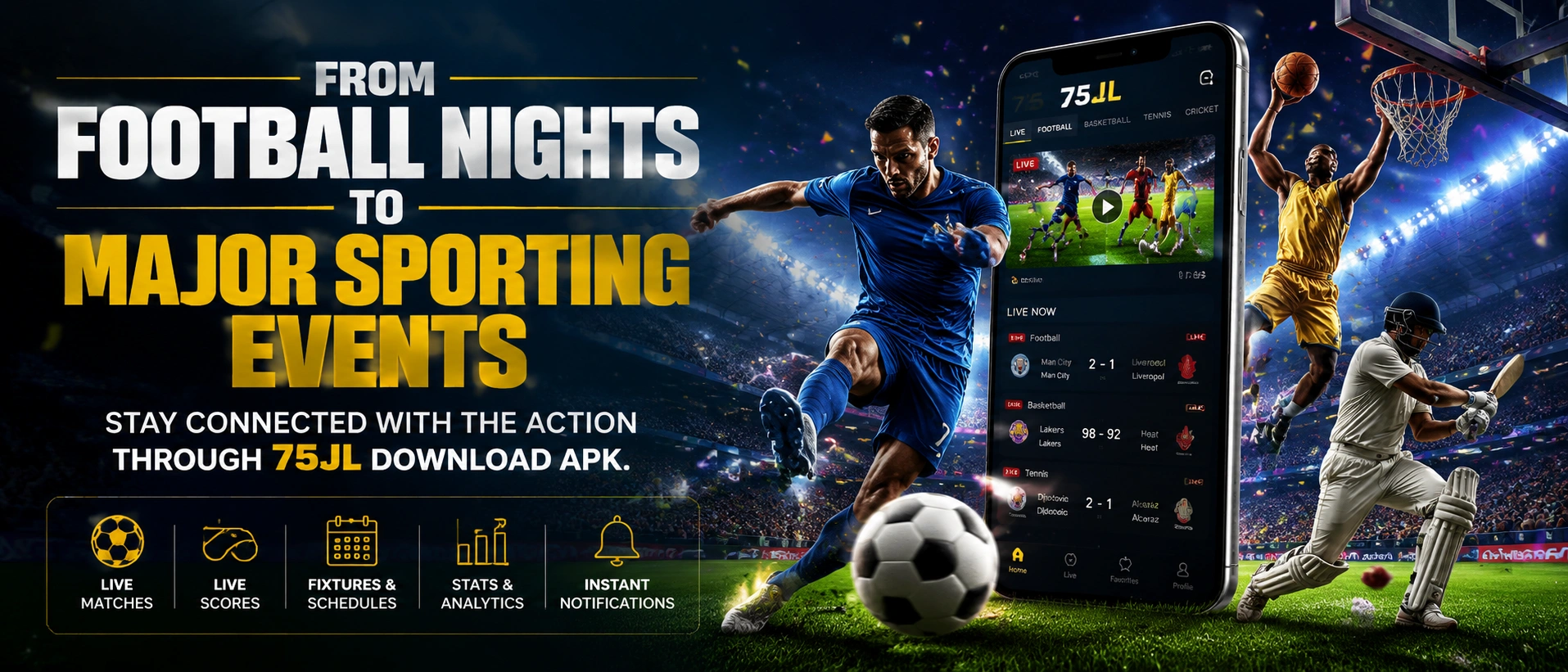 Football and basketball sports category banner